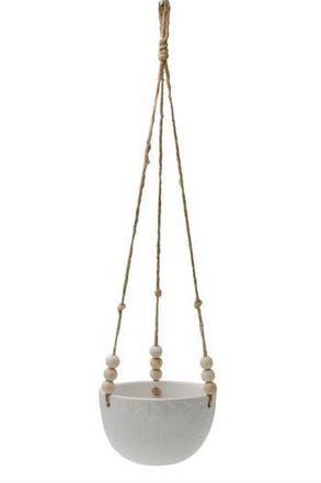 Flora Bunda Matte White Caveman Ceramic Hanging Planter at Nordstrom Rack