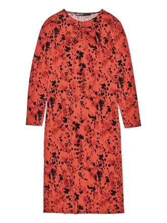 Bimba & Lola gathered printed midi dress - Orange