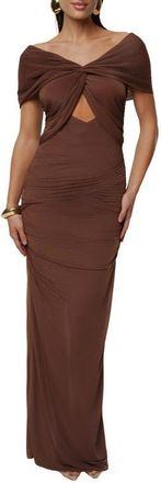 JLUXLABEL Alessandra Off the Shoulder Dress in Brown at Nordstrom, Size Medium
