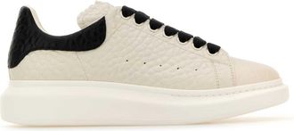Alexander McQueen Ivory Leather Sneakers With Black Leather Heel