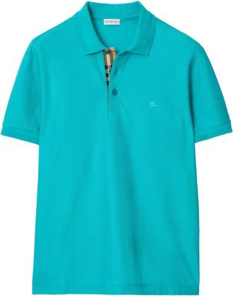 Burberry Polo con logo ricamato - Blu