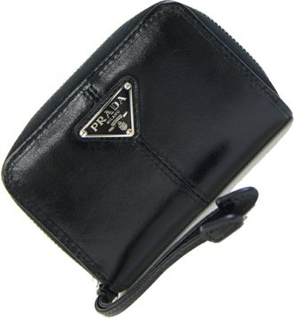 Prada Black Leather Coin Purse/Coin Case (Pre-Owned)