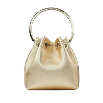 Jimmy Choo London Bon Bon Metallic-finish Bucket Bag