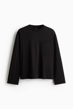 H&M Loose Fit Long-sleeved Jersey Top in Black at Nordstrom, Size Xx-Large
