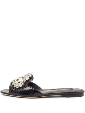 Dolce & Gabbana crystal-embellishment flat sandals - Black