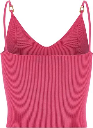 Versace Safety Pin-Detail Ribbed Knit Tank Top - Hot Pink