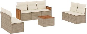 vidaXL Vidaxl - Juego De Sof&aacute;s De Jard&iacute;n Con Cojines Beige 8 Pzas Rat&aacute;n Pe