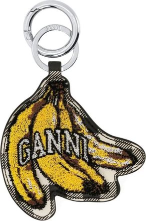 Ganni Gele sleutelhanger met zilverkleurige sluiting - Dames - Sleutelhangers & Tashangers - Geel - ONE Size - Leer - Accessoires