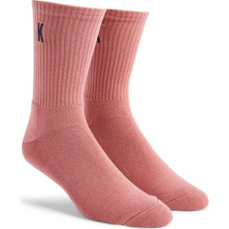 Krost Cotton Blend Rib 2-Pack Crew Socks in Brick Dust at Nordstrom