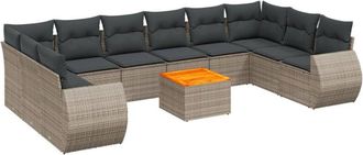 vidaXL Set De Sof&aacute;s De Jard&iacute;n 11 Pzas Y Cojines Rat&aacute;n Sint&eacute;tico Gris Vidaxl