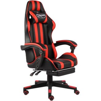 vidaXL Vidaxl - Sedia da Gaming con Poggiapiedi Nero e Rosso in Similpelle