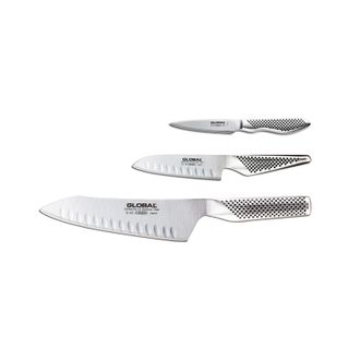 Global 3 Piece Knife Set with Asian Chefs, Prep and Paring Knives, Stainless Steel
