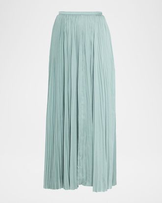 Ulla Johnson Lulu Pleated Satin Skirt