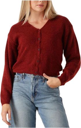 Moss Copenhagen Rode Gebreide Vest voor Stijlvolle Herfst - Dames - Vesten - Rood - M/L - Truien & Vesten