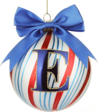 KASANOVA Pallina Natale con lettera E 10 cm Circus blu
