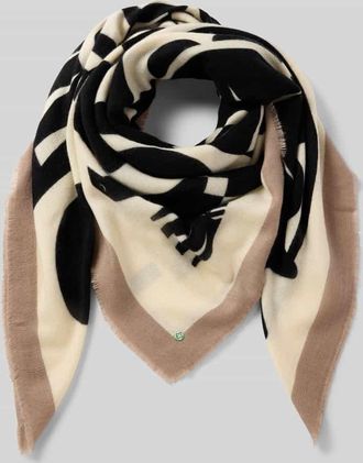 Codello Schal in Strick-Optik mit geometrischem Allover-Print in Black, Gr&ouml;&szlig;e 1