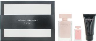 Narciso Rodriguez Womens For Her Eau de Parfum 50ml, Eau de 7.5ml + Body Lotion Gift Set - Peach - One Size