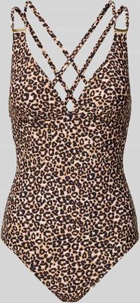 Lascana Badeanzug mit gekreuzten Tr&auml;gern Modell Mayumi in Mittelbraun, Gr&ouml;&szlig;e 38CD