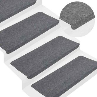 vidaXL Alfombrilla Autoadhesiva Escalera 30 Uds Gris 65x24,5x3,5 Cm Vidaxl
