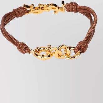 Saint Laurent braided leather bracelet logo and metal