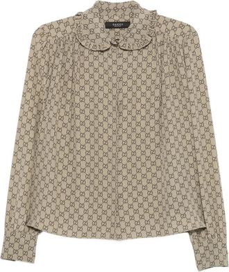 Gucci GG Supreme Ruffled Shirt