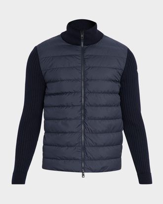 Moncler Mens Padded Wool Full-Zip Cardigan