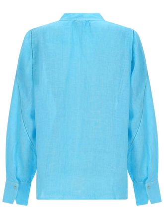 120% Lino 100% Linen Shirt - Blue