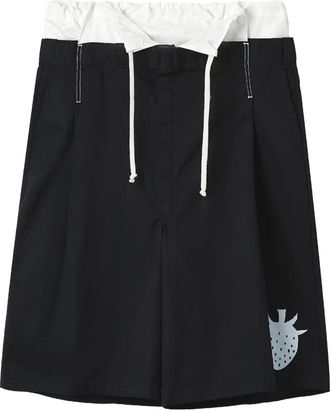 Westfall drawstring strawberry print shorts - Black