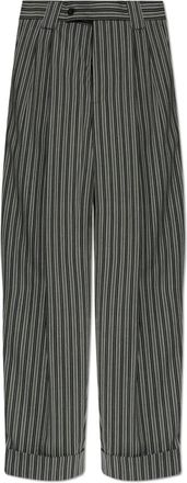 Versace Wide Trousers, male, Gray, Size: XL Pinstripe Wool Oversized Pants