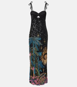 Johanna Ortiz Embellished silk-blend gown