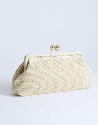 Topshop Abbie - Pochette media in tessuto neutro-Bianco