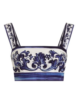 Dolce & Gabbana majolica print square-neck top - Blue