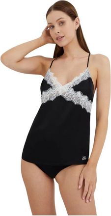 Karl Lagerfeld Nachtkleding, Dames, Zwart, S, Leer, Pyjamatop