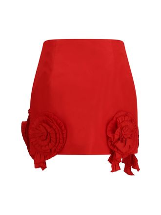 Blumarine Floral Appliqu&eacute; Crepe Mini Skirt - Red
