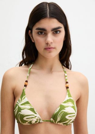 Marc O'Polo Bandeau-Bikini-Top MARC OPOLO Shiny Abstract Flower AOP, Damen, Gr. XL (46), N-Gr, golden cypress print, Obermaterial: 84% Polyamid, 16% Elasthan, Bik