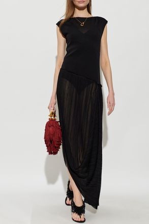 Balmain Asymmetrical Sleeveless Dress, Womens, Black