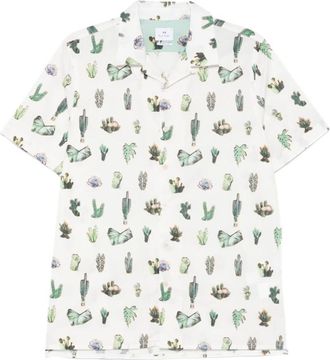 Paul Smith Wit overhemd - Heren - Korte mouwen Overhemden - Veelkleurig - L - Katoen - Overhemden