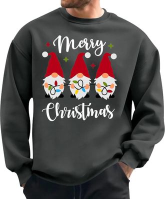 Generic Christmas Jumpers for Men UK Mens Christmas Jumper Xmas Novelty Pullover Snowflakes Santa Claus Sweatshirt 3D Printed Snowman Christmas Tree Jumpers L