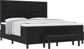 vidaXL Box Spring Bed with Mattress Black 180 x 200 cm Fabric vidaXL