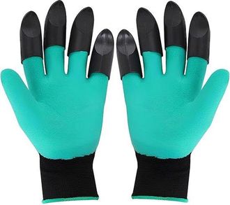 OEM Guantes De Jardiner&iacute;a Con Garras - 1 Par - Talla &Uacute;nica (azul Verdoso) - Para Excavar R&aacute;pidamente - Impermeables - A Prueba De Fugas