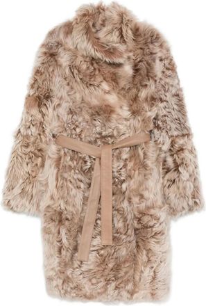 Yves Salomon shearling belted coat - Brown
