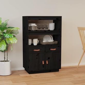 vidaXL Aparador De Madera Maciza De Pino Negro 67x40x108,5 Cm Vidaxl