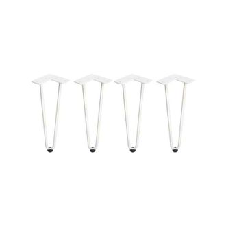Emuca Emuca Lote De 4 Patas Hairpin De 2 Varillas Para Mesa, Altura 400mm, Acero, Pintado Blanco