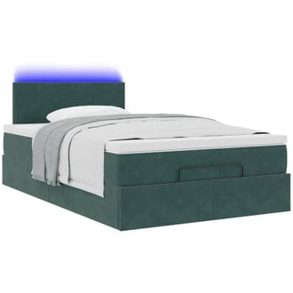 vidaXL Cama Otomana Con Colch&oacute;n&led Terciopelo Verde Oscuro 120x190cm Vidaxl