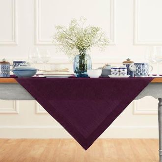 Solino Home Linen Table Throw - Athena, 52 x 52, 52 x 52 in Chambray Burgundy at Nordstrom, Size Small
