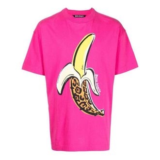 Palm Angels Banana T-Shirt Fuchsia Yellow PMAA001F22JER0063218