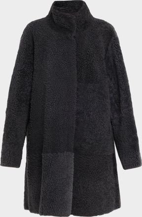 Lafayette 148 New York Stand-Collar Reversible Shearling Coat