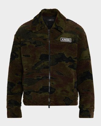 Amiri Mens Camouflage Fleece Full-Zip Blouson