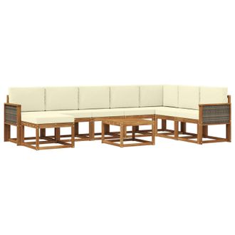 vidaXL Conjunto De Sof&aacute;s De Exterior Con Coj&iacute;n 9 Pcs Natural Y Crema Vidaxl