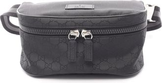 Gucci Black Leather Nylon Canvas Fanny Pack (Pre-Owned)